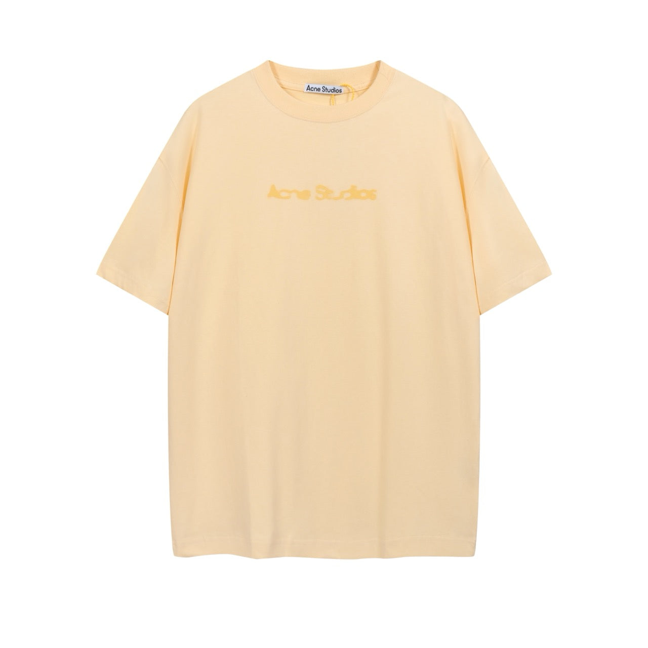 Beige t-shirt with a logo on a white background